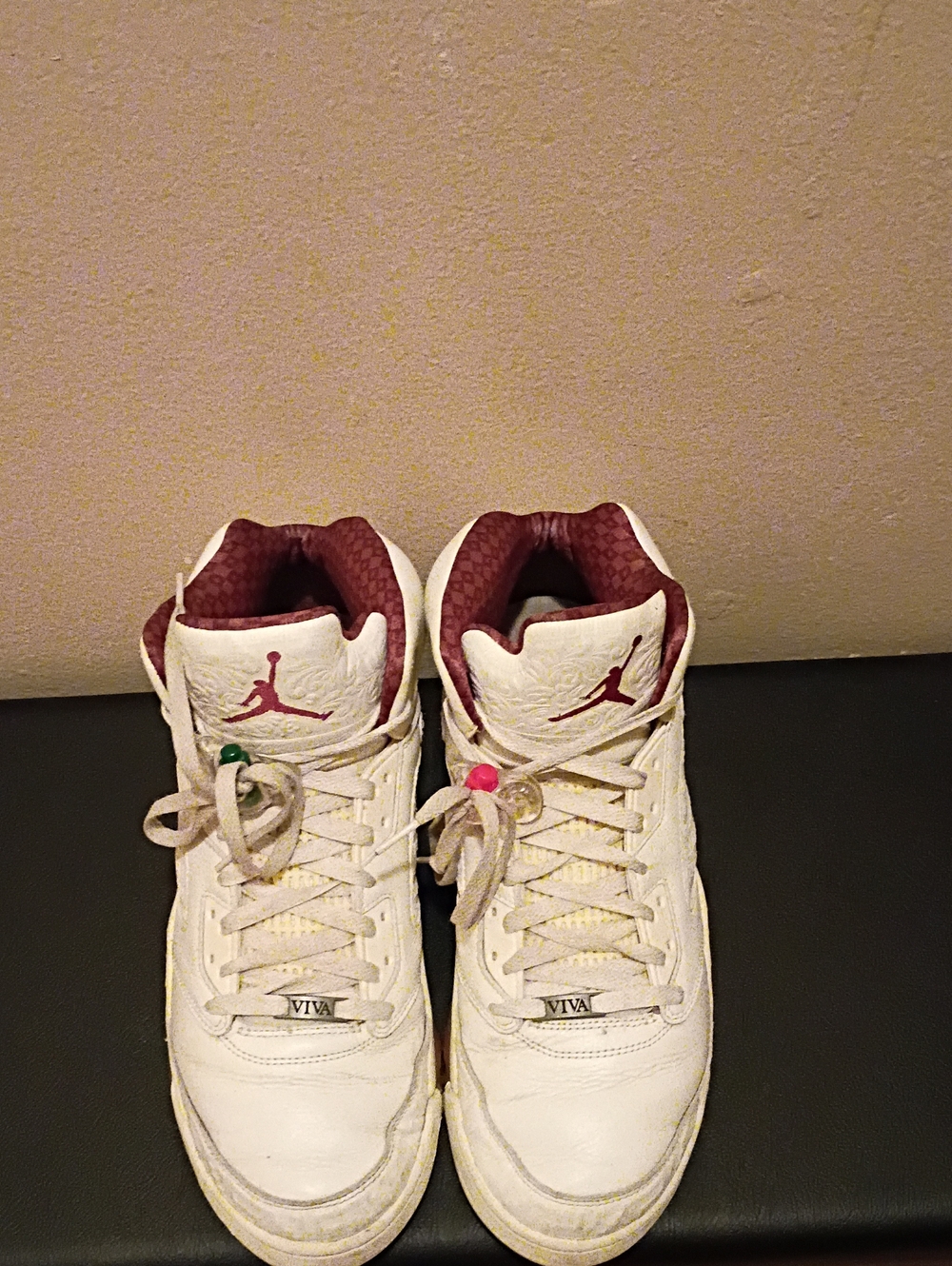 Jordan Mens White and Maroon High-Top Sneakers